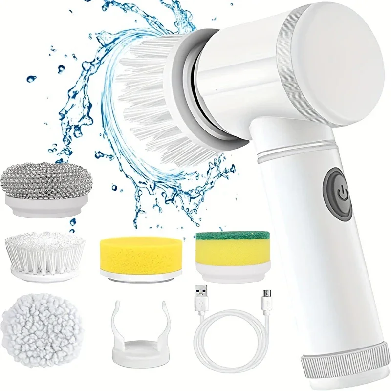 5-in-1 Electric Spin Scrubber Brush for Bathroom - Tile Bathtub Sink Cleaner with 5 Replaceable Brush Heads Power Scrubber - Image 2
