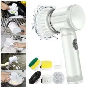 5-in-1 Electric Spin Scrubber Brush for Bathroom - Tile Bathtub Sink Cleaner with 5 Replaceable Brush Heads Power Scrubber