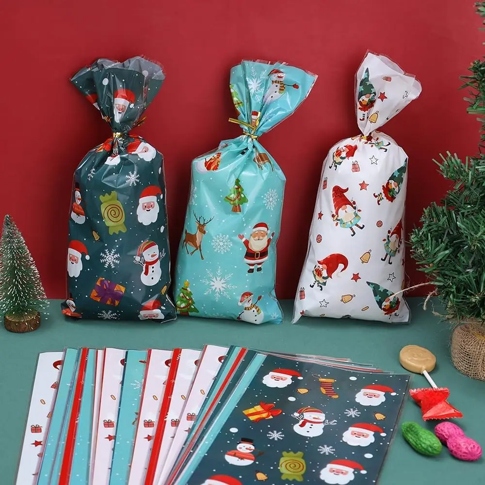 50-500PCS Christmas Gift Bags 4 Color Santa Claus Snowman Candy Bag Merry Christmas Decorations Home 2025 Gifts - Image 2