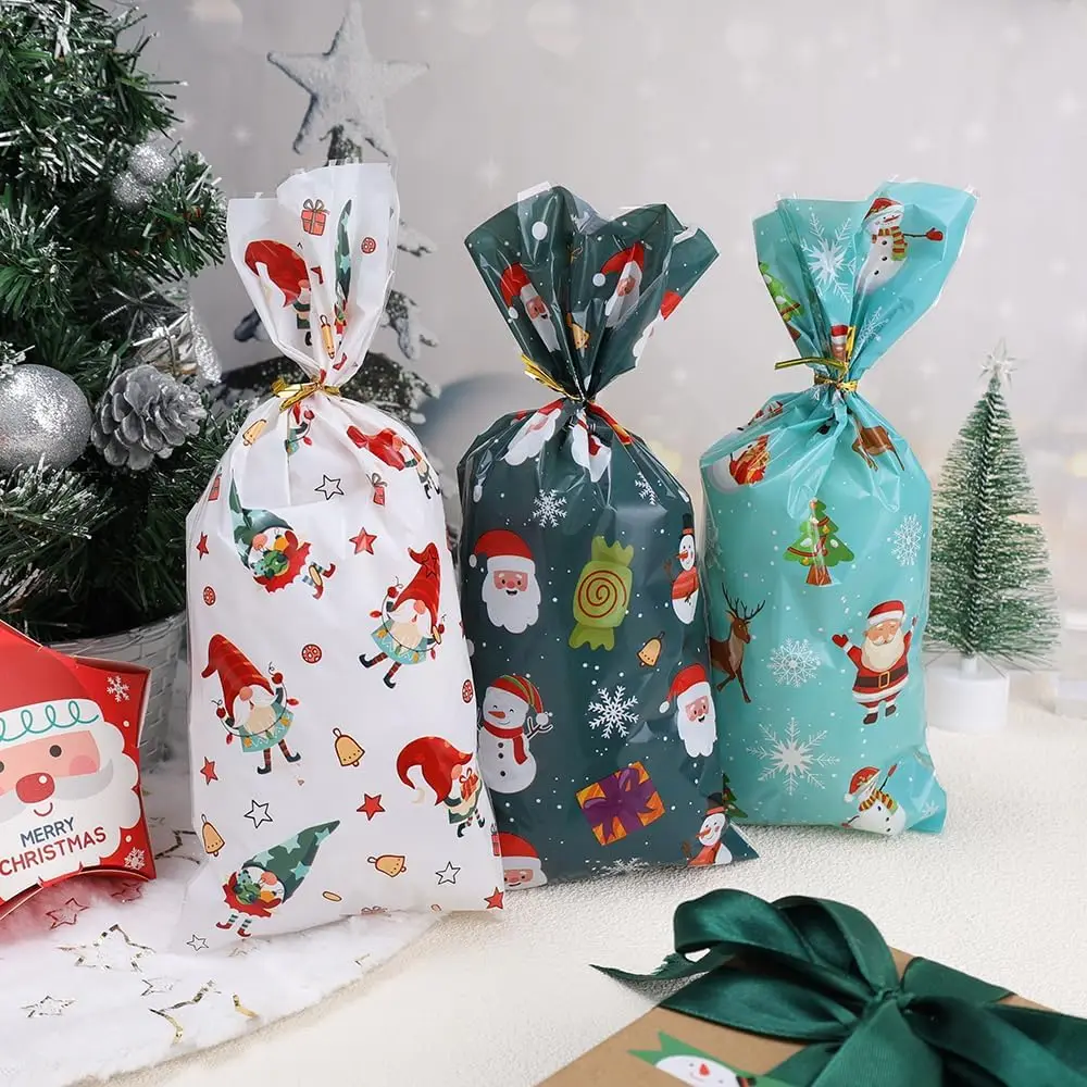 50-500PCS Christmas Gift Bags 4 Color Santa Claus Snowman Candy Bag Merry Christmas Decorations Home 2025 Gifts - Image 4