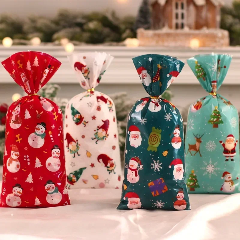 50-500PCS Christmas Gift Bags 4 Color Santa Claus Snowman Candy Bag Merry Christmas Decorations Home 2025 Gifts - Image 3