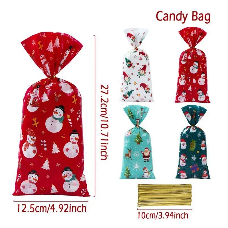 50-500PCS Christmas Gift Bags 4 Color Santa Claus Snowman Candy Bag Merry Christmas Decorations Home 2025 Gifts - Image 6