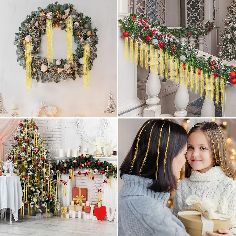 5000Pcs Long Christmas Tinsel Icicles Garland Iridescent Foil Fringe for Xmas Tree Decorations Bulk Party Backdrop Holiday Decor - Image 4