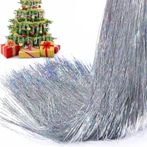 5000Pcs Long Christmas Tinsel Icicles Garland Iridescent Foil Fringe for Xmas Tree Decorations Bulk Party Backdrop Holiday Decor
