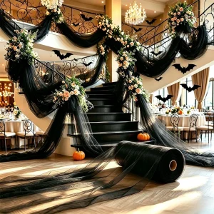 5000cm Halloween Decoration Black Creepy Gauze Cloth DIY Window Table Door Net Spooky Fancy Dress Party Haunted House Wall Decor