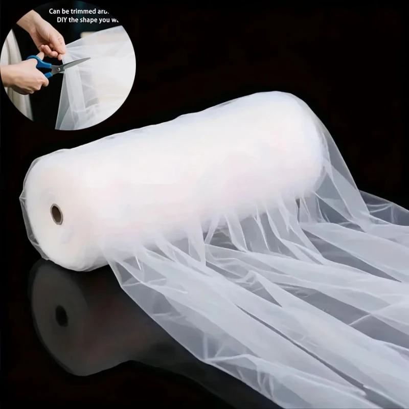 50M Overlength Large Black Sheer Tulle - Halloween Spooky Party Decor, Elegant Burgundy Door Curtain Yarn, Wall & Table Decor - Image 6
