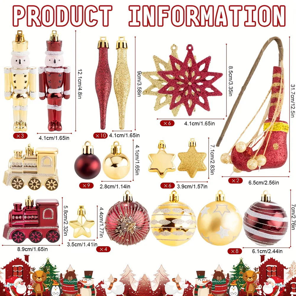 50Pcs Christmas Ball Ornaments Set Shatterproof Christmas Tree Decorations Christmas Tree Hanging Decors for Family Gatherings - Image 5