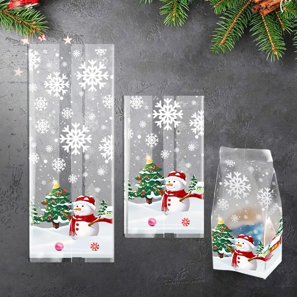 50Pcs Merry Christmas Christmas Candy Bag Gift Packages Plastic Bags Xmas Packaging Bags Biscuits Snack Snowflake Pastry - Image 4