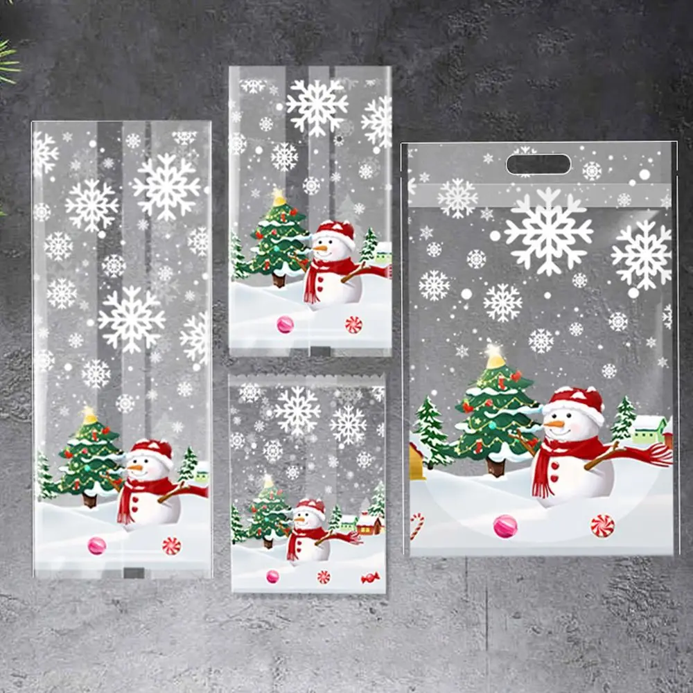 50Pcs Merry Christmas Christmas Candy Bag Gift Packages Plastic Bags Xmas Packaging Bags Biscuits Snack Snowflake Pastry - Image 3