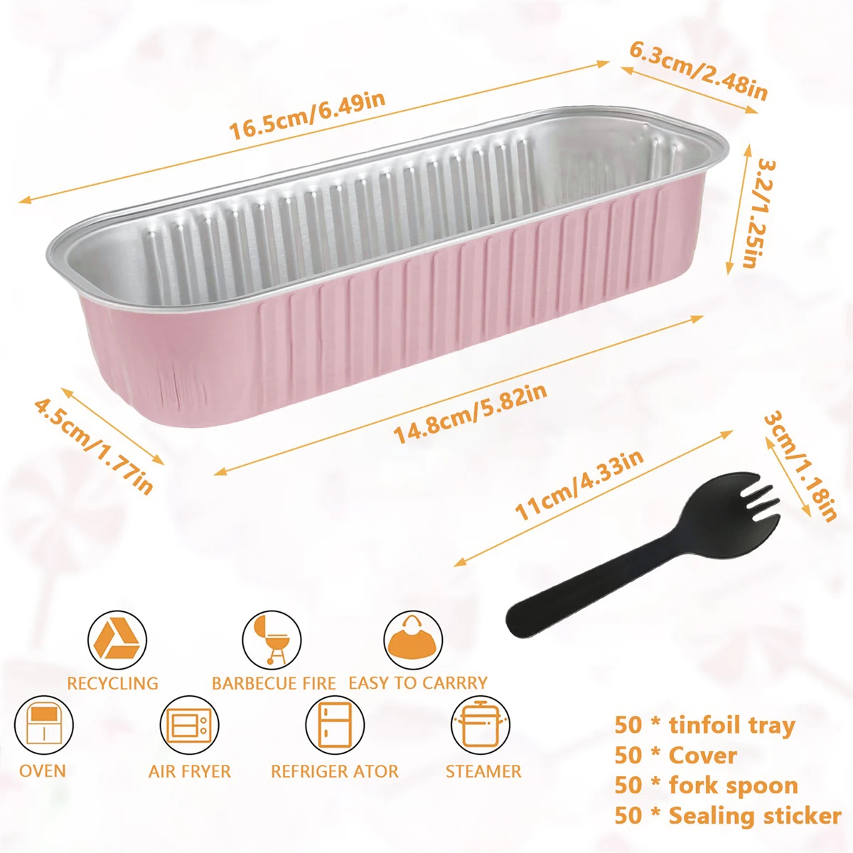 50Pcs Mini Loaf Pans with Lids and Spoons 6.8oz Rectangle Aluminum Foil Baking Pans Reusable Mini Bread Containers Muffin Tins - Image 2