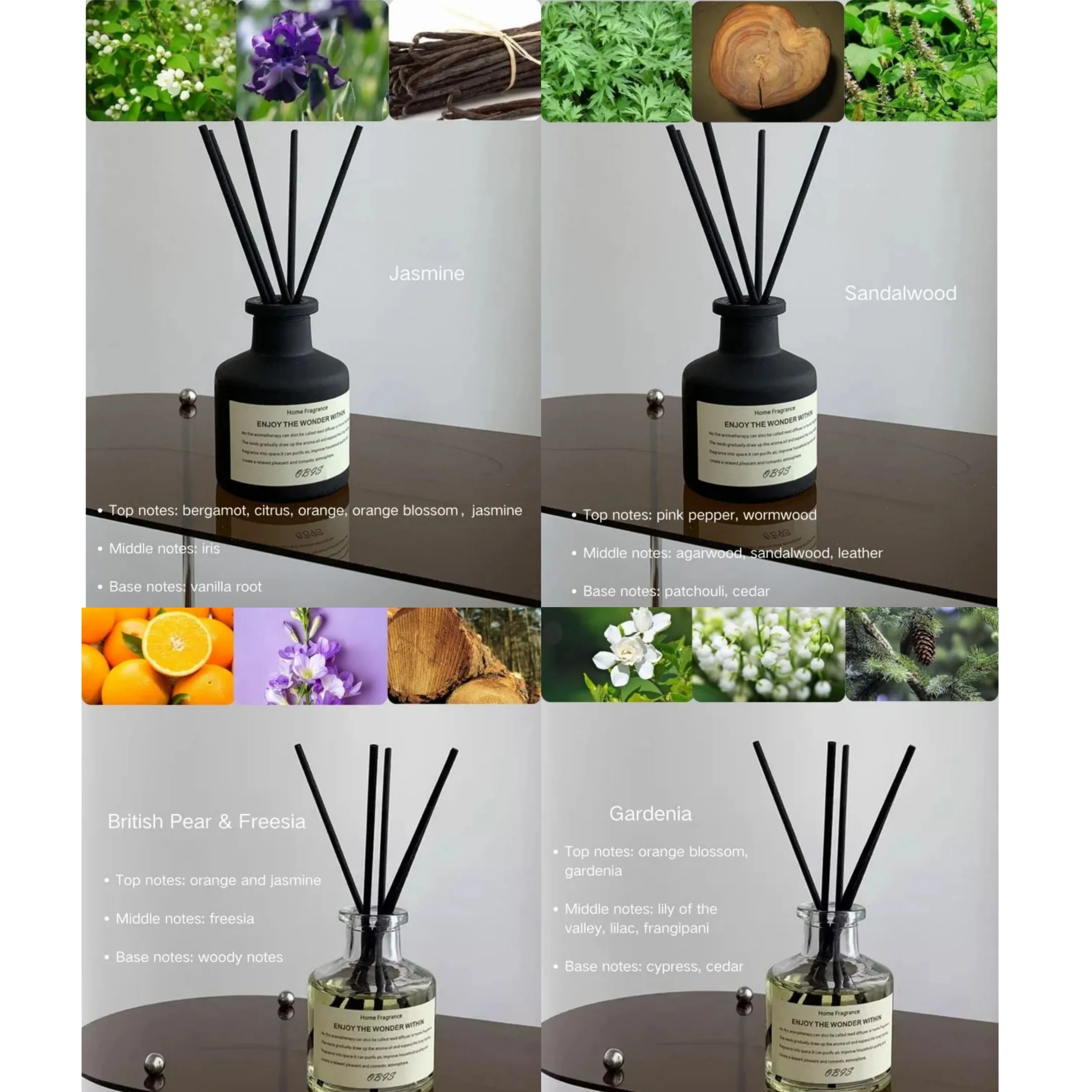 50ml Aromatherapy Essential Oil Flameless Freesia Jasmine Fragrance Oil with Reed Diffuser Stick Home Room Air Freshener Decor - Image 5