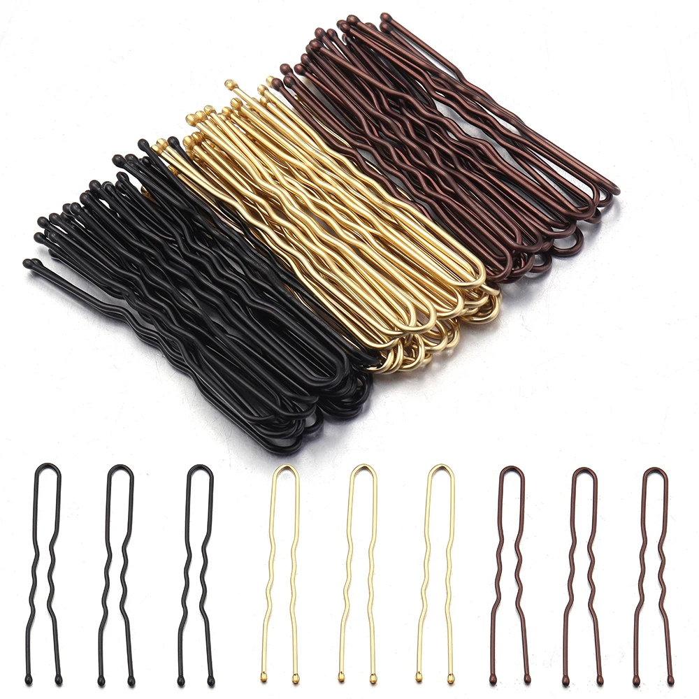 50pcs 5cm Hair Pins Metal U Shape Hairpins For Women Girls Headpiece Wedding Bride Head Jewelry Decor Headwear Hair Accessories