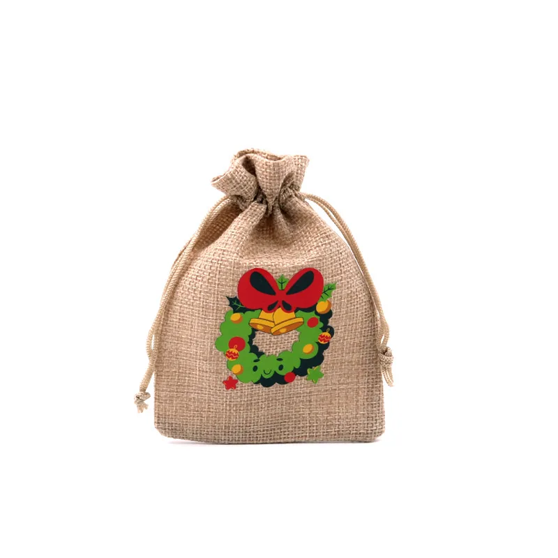 50pcs Christmas Linen Bags Cartoon Santa Claus Snowman Candy Gifts Drawstring Bag for Xmas Party Packaging Storage Pouches - Image 5