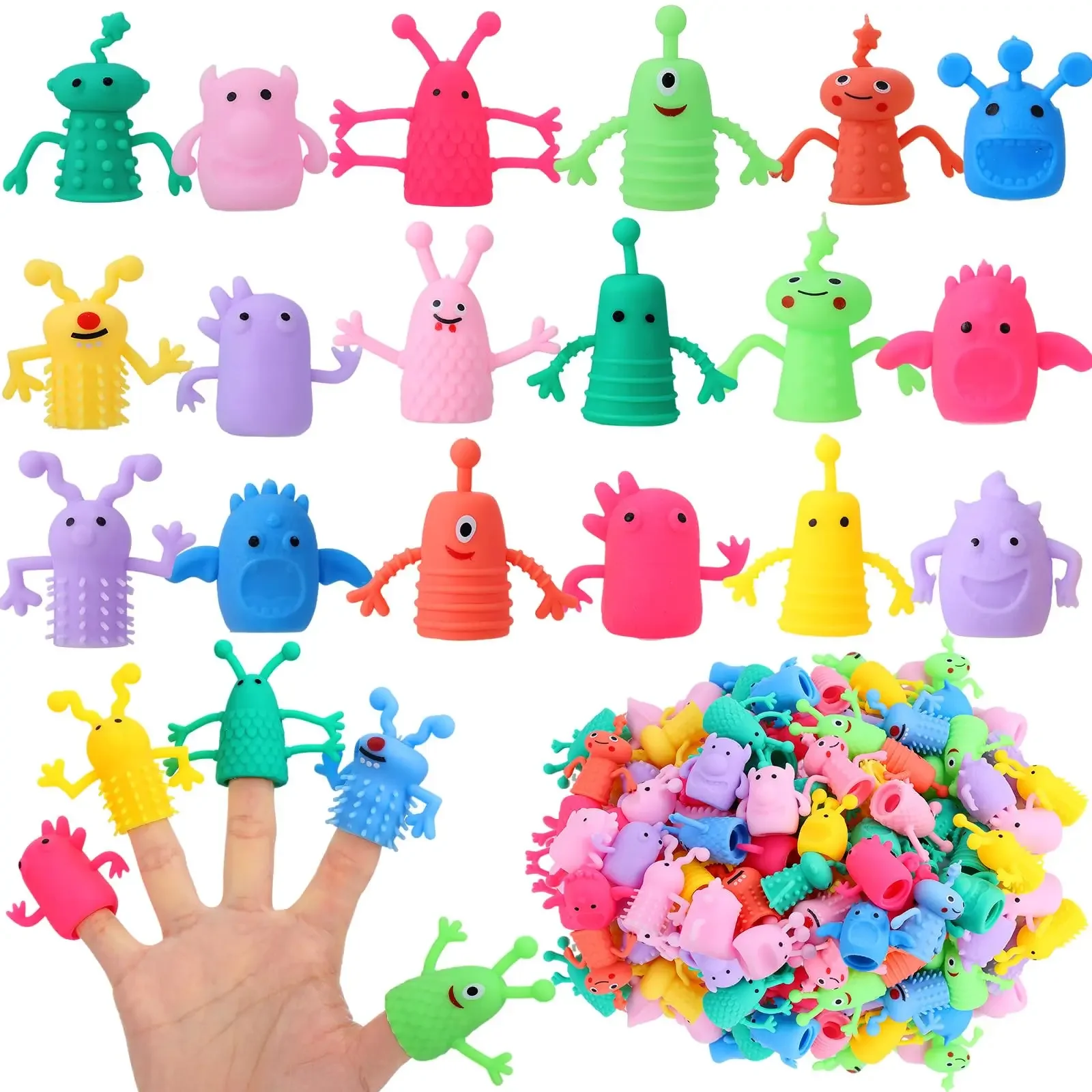 5/10/20PCS Cute Monster Finger Topper Toys Soft Rubber Stretchy Fidget for Birthday Party Favors Guests Gifts Goodies toys
