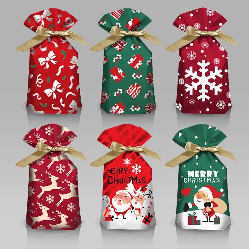 5/10pcs New Year 2022 Candy Bag Santa Gift Bag Snowflake Crisp Drawstring Bag Merry Christmas Decorations for Home Noel Present - Image 3
