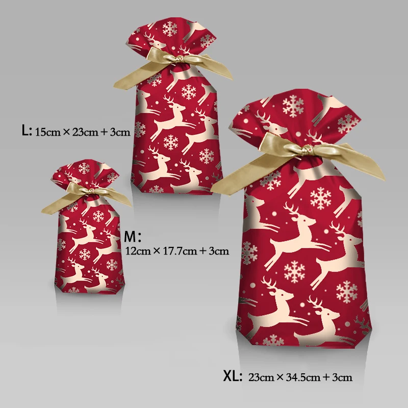 5/10pcs New Year 2022 Candy Bag Santa Gift Bag Snowflake Crisp Drawstring Bag Merry Christmas Decorations for Home Noel Present - Image 4