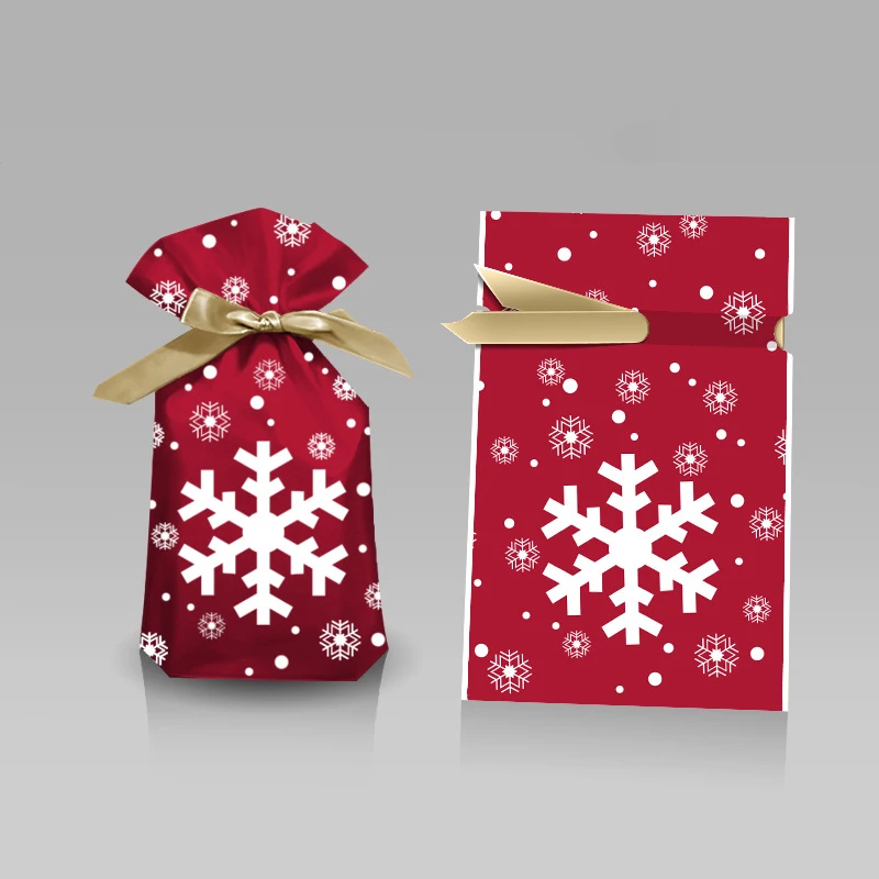 5/10pcs New Year 2022 Candy Bag Santa Gift Bag Snowflake Crisp Drawstring Bag Merry Christmas Decorations for Home Noel Present - Image 6
