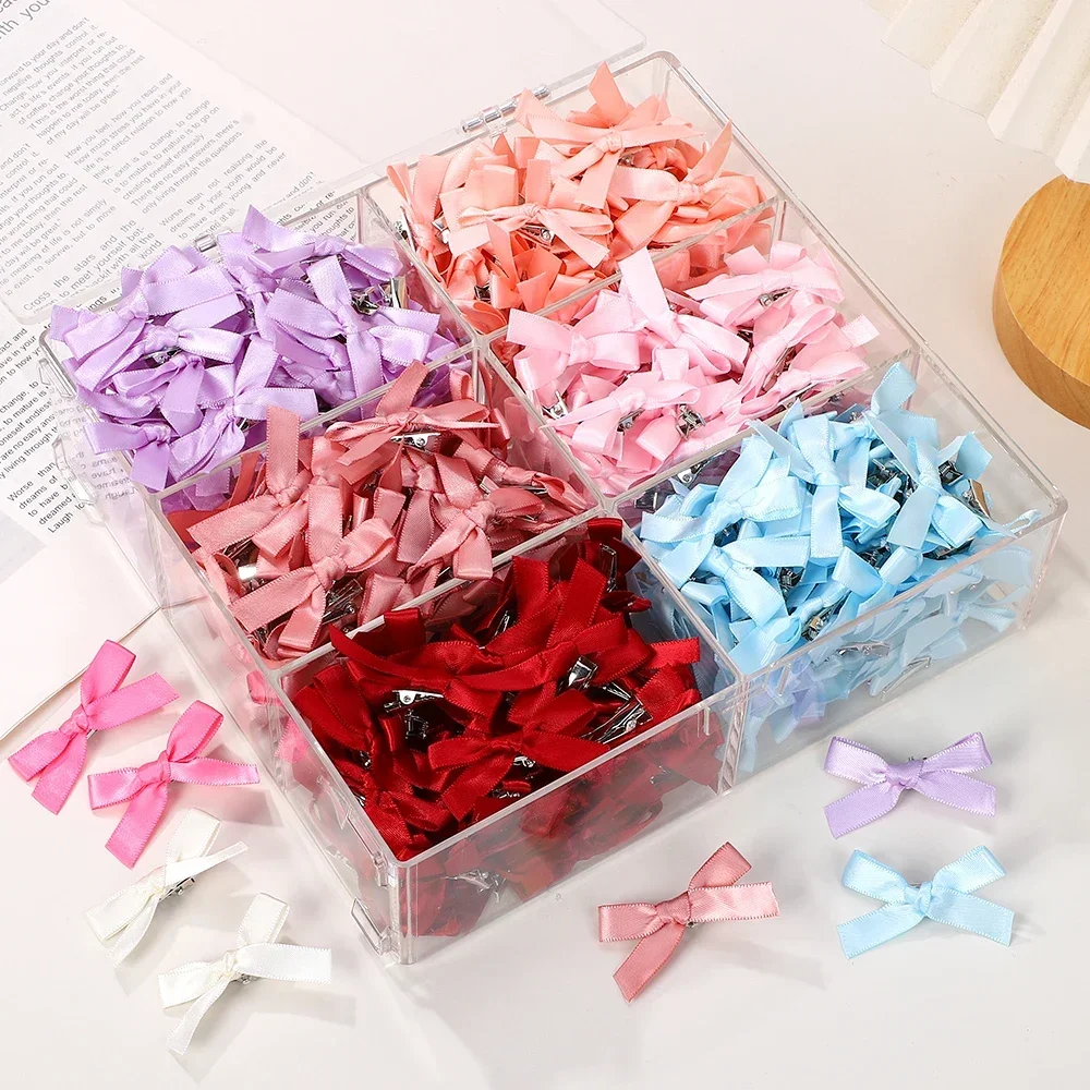 5/6/8/10Pcs Kids Sweet Solid Color Mini Bowknot With Hair Clip Baby Girls Ballet Style Ribbon Braided Hair Accessories Wholesale - Image 4