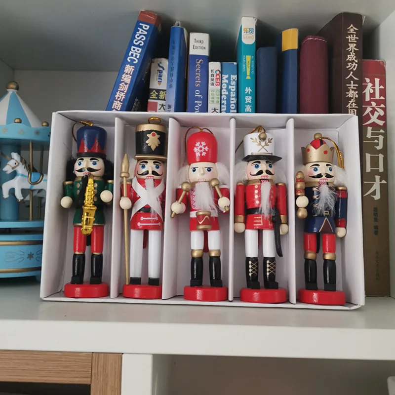 5/6pcs Merry Christmas Decorations Kids Nutcracker Soldier Doll 12cm Wooden Pendants New Year Ornaments for Navidad Xmas Tree - Image 5