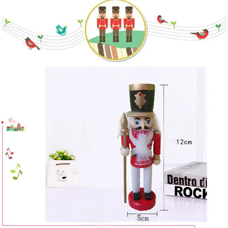 5/6pcs Merry Christmas Decorations Kids Nutcracker Soldier Doll 12cm Wooden Pendants New Year Ornaments for Navidad Xmas Tree - Image 6