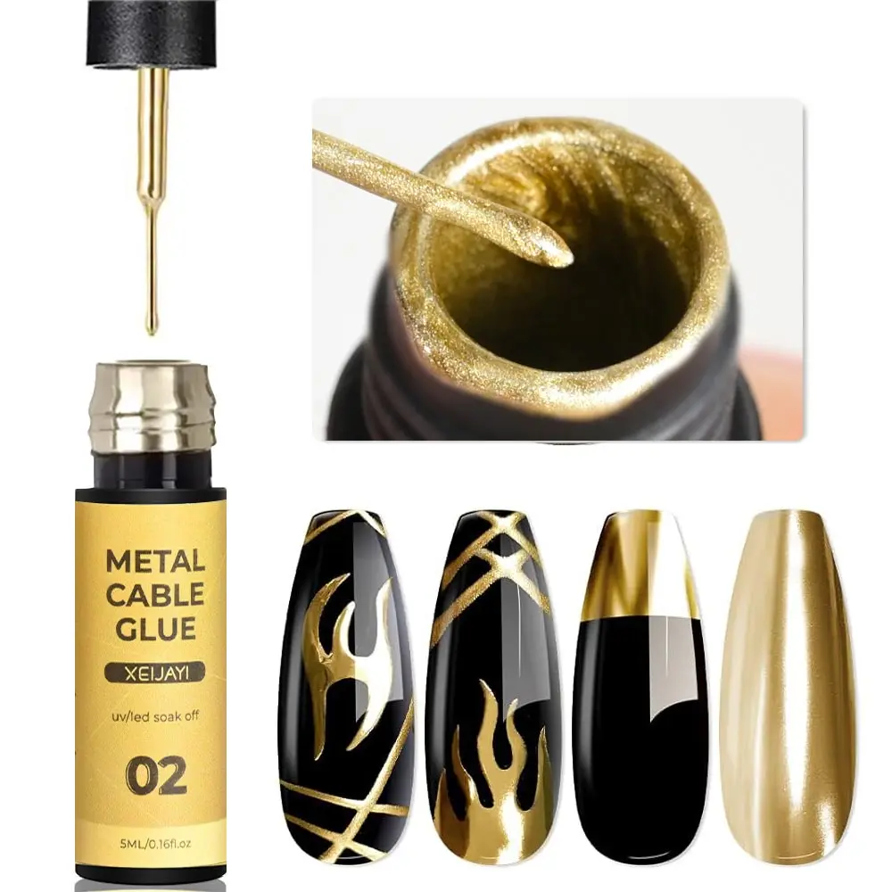 5/7/8ml Super-Bright Metallic Painting Liner Gel Polish Silver/Gold/Rose Mirror Gel Nail Polish Semi Permanent UV Nail Art Verni - Image 2