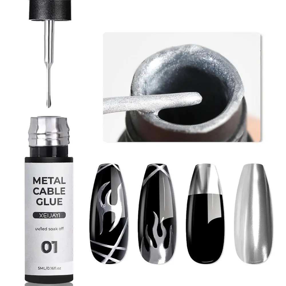 5/7/8ml Super-Bright Metallic Painting Liner Gel Polish Silver/Gold/Rose Mirror Gel Nail Polish Semi Permanent UV Nail Art Verni - Image 4