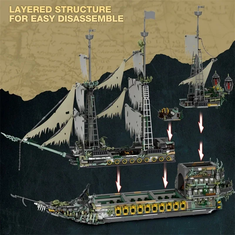 5865PCS The Flying Dutchman Pirate Ship Building Blocks Ghost Ship Model Bricks Assembling DIY Toys For Kids Birthday Gifts - Image 4