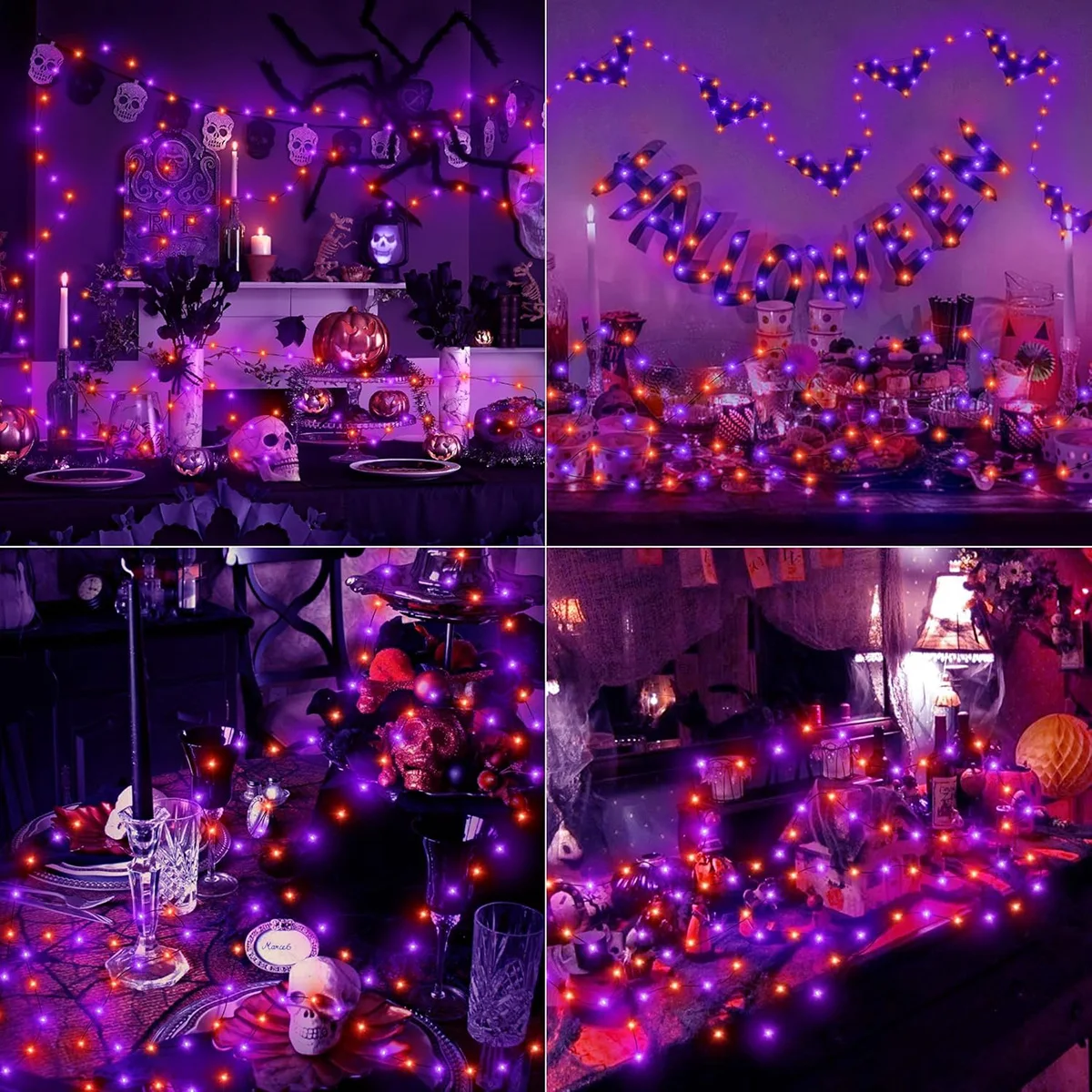 5M-20M LED Purple Orange String Light Outdoor Battery Powered Halloween Fairy Lights For Christmas Party Garden Halloween Decor - Image 3