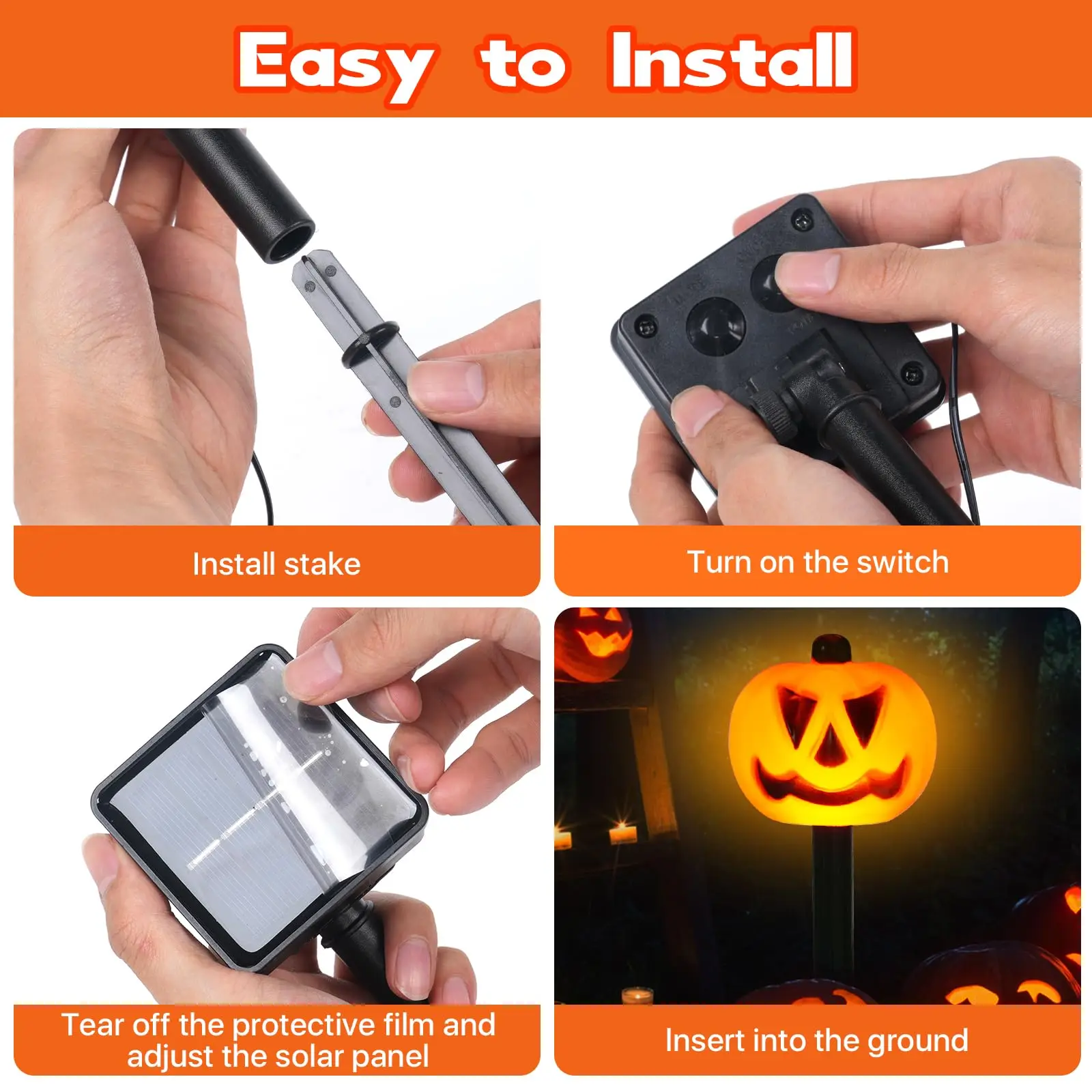 5PCS/Set Pumpkin,Ghost Solar Halloween Lights Outdoor Waterproof Pathway Light Garden Home Decoration Lamp Halloween Accessories - Image 6