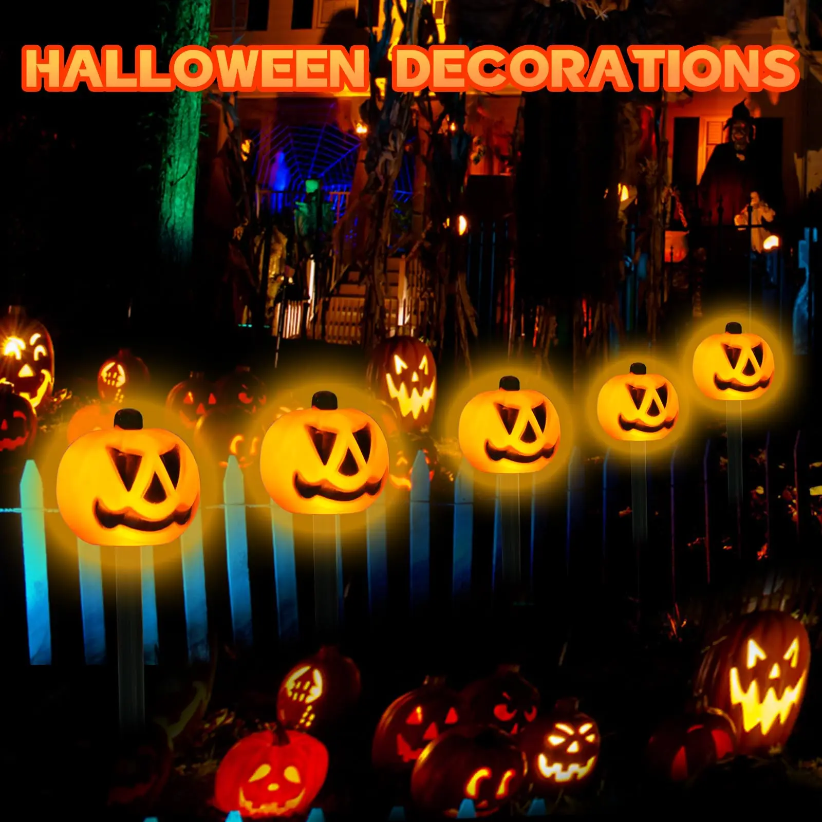 5PCS/Set Pumpkin,Ghost Solar Halloween Lights Outdoor Waterproof Pathway Light Garden Home Decoration Lamp Halloween Accessories - Image 3