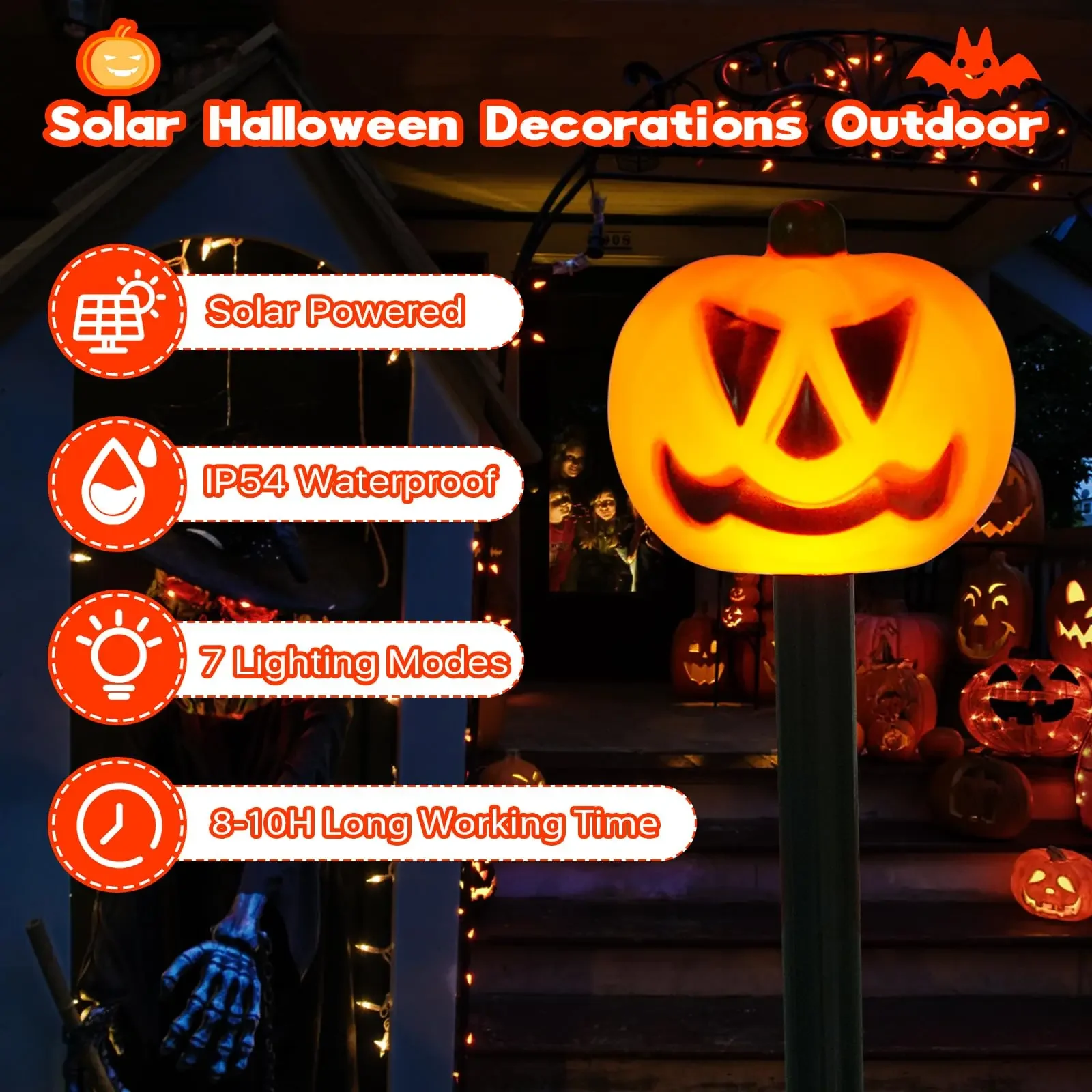 5PCS/Set Pumpkin,Ghost Solar Halloween Lights Outdoor Waterproof Pathway Light Garden Home Decoration Lamp Halloween Accessories - Image 5