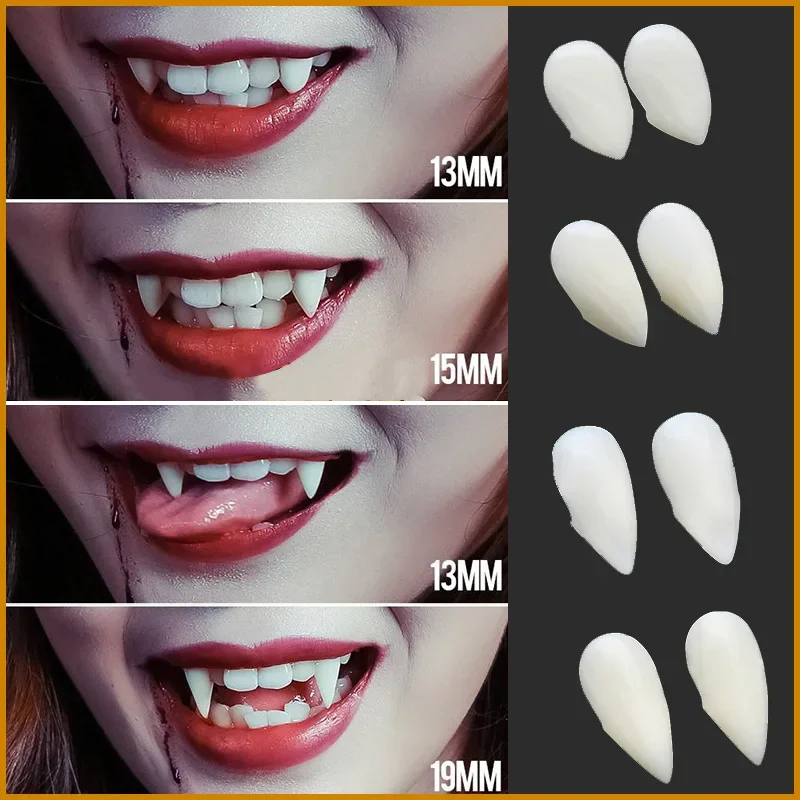5Pairs Halloween Vampire Teeth Fangs Dentures Prop Party Costume DIY Cosplay Props Decor False Teeth Resin Fangs With Solid Glue - Image 2