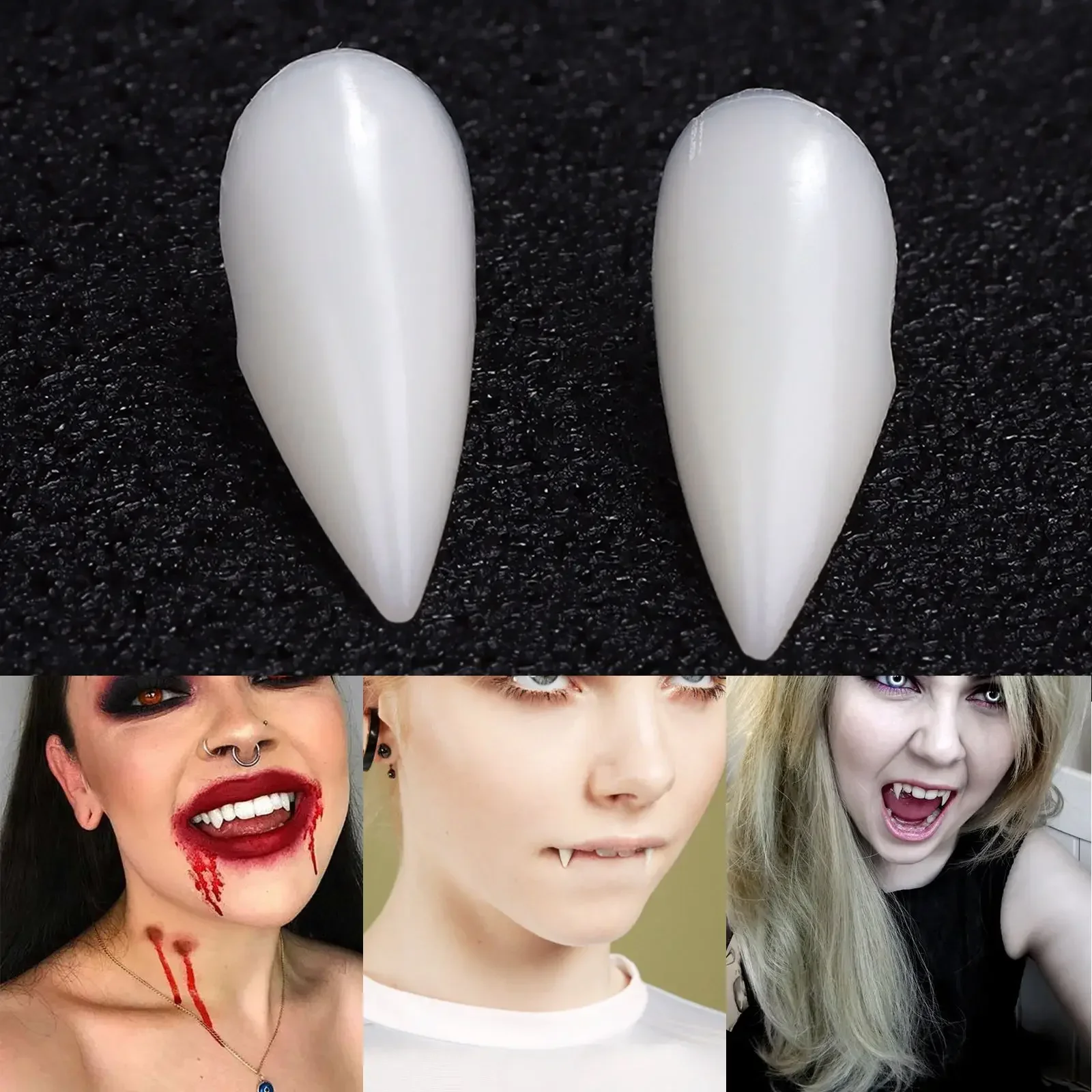 5Pairs Halloween Vampire Teeth Fangs Dentures Prop Party Costume DIY Cosplay Props Decor False Teeth Resin Fangs With Solid Glue - Image 4