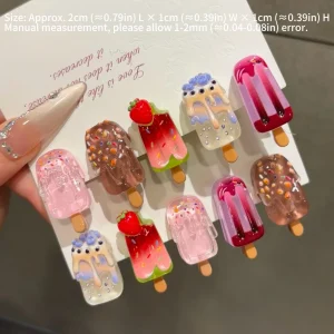 5Pcs Cute Popsicle Ice Cream Hair Clips Colorful Mini Kawaii Barrettes for Women Girls Kids Daily Party Hair Accessories Gift