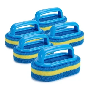 5Pcs Kitchen Bathroom Toilet Cleaning Magic Sponge Glass Wall Cleaning Bath Brush Handle Sponge Ceramic Window Slot Clean Brush