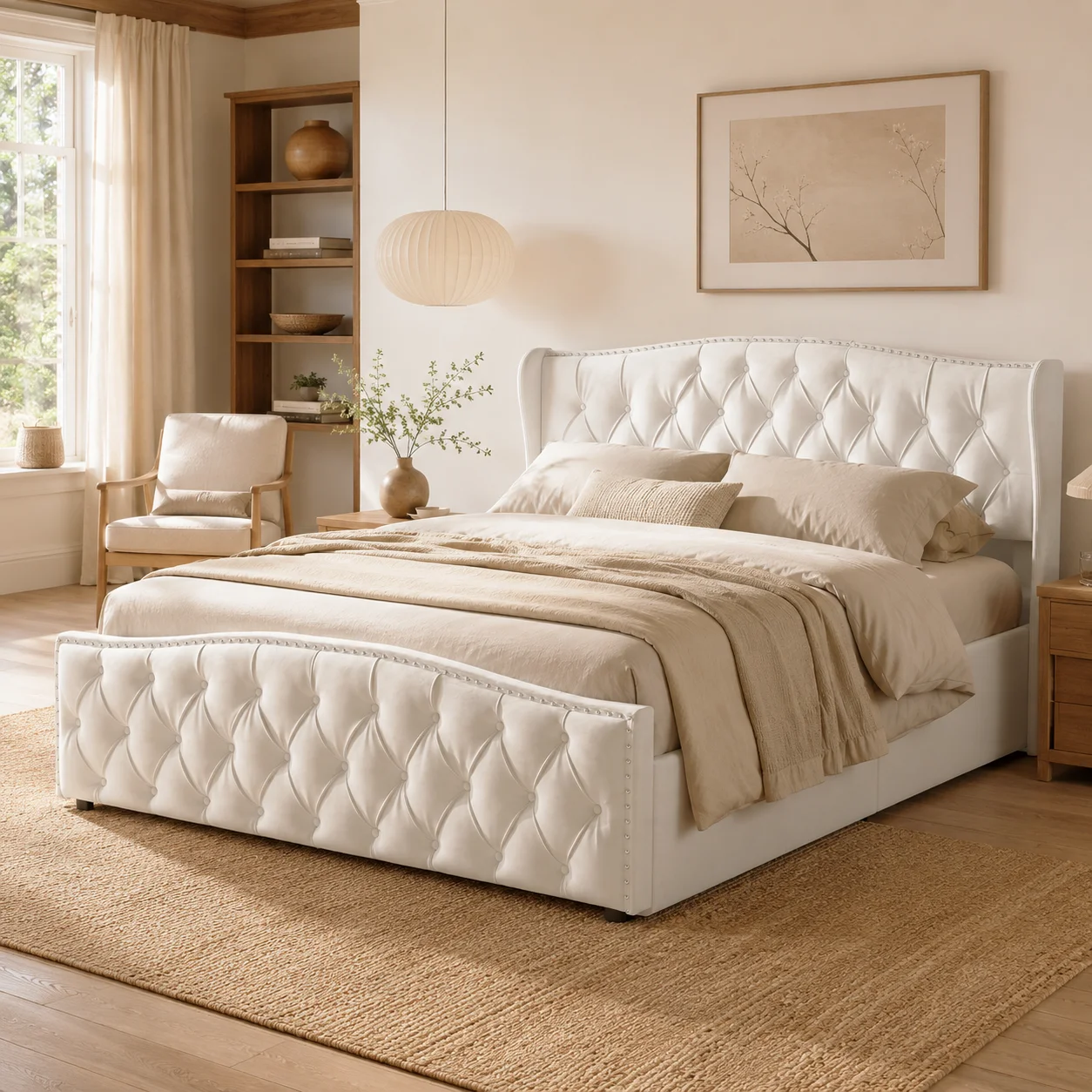 5ft Double Bed, Upholstered Bed 150x200 cm with Slats and Headboard, Modern Plush Velvet Double, Bed Frame with Under-bed Storage, Without Mattress - Image 7