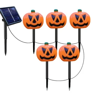 5pcs/lot Jack-O-Lantern Halloween Solar Lights Outdoor Waterproof Garden Pumpkin LED Lights Light Up Lantern Pumpkins L110