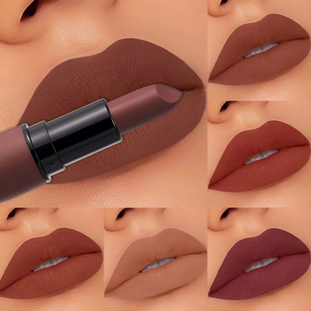 6-Color Matte Lipstick: Velvet Lip Color, Smooth, Waterproof, Long-Lasting Color Lip Makeup,High Pigment,Sexy Nude Lip Stick - Image 4