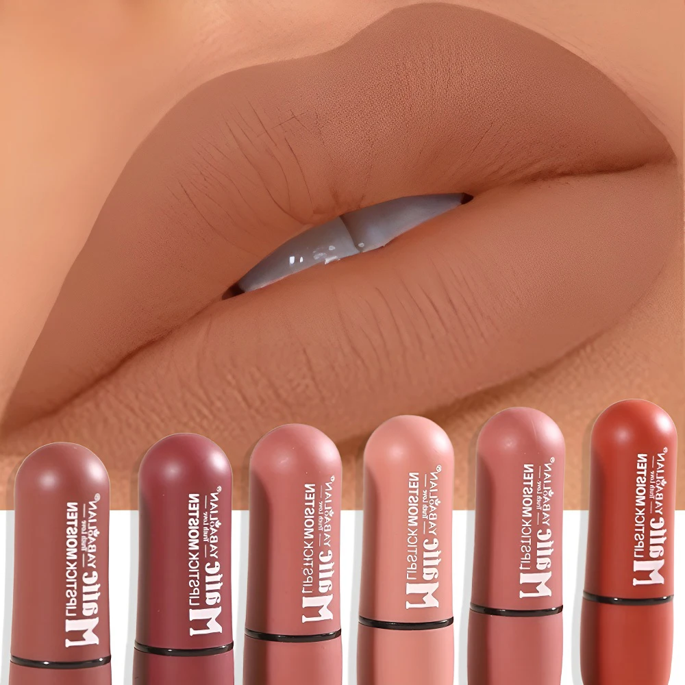 6-Color Matte Lipstick: Velvet Lip Color, Smooth, Waterproof, Long-Lasting Color Lip Makeup,High Pigment,Sexy Nude Lip Stick - Image 5
