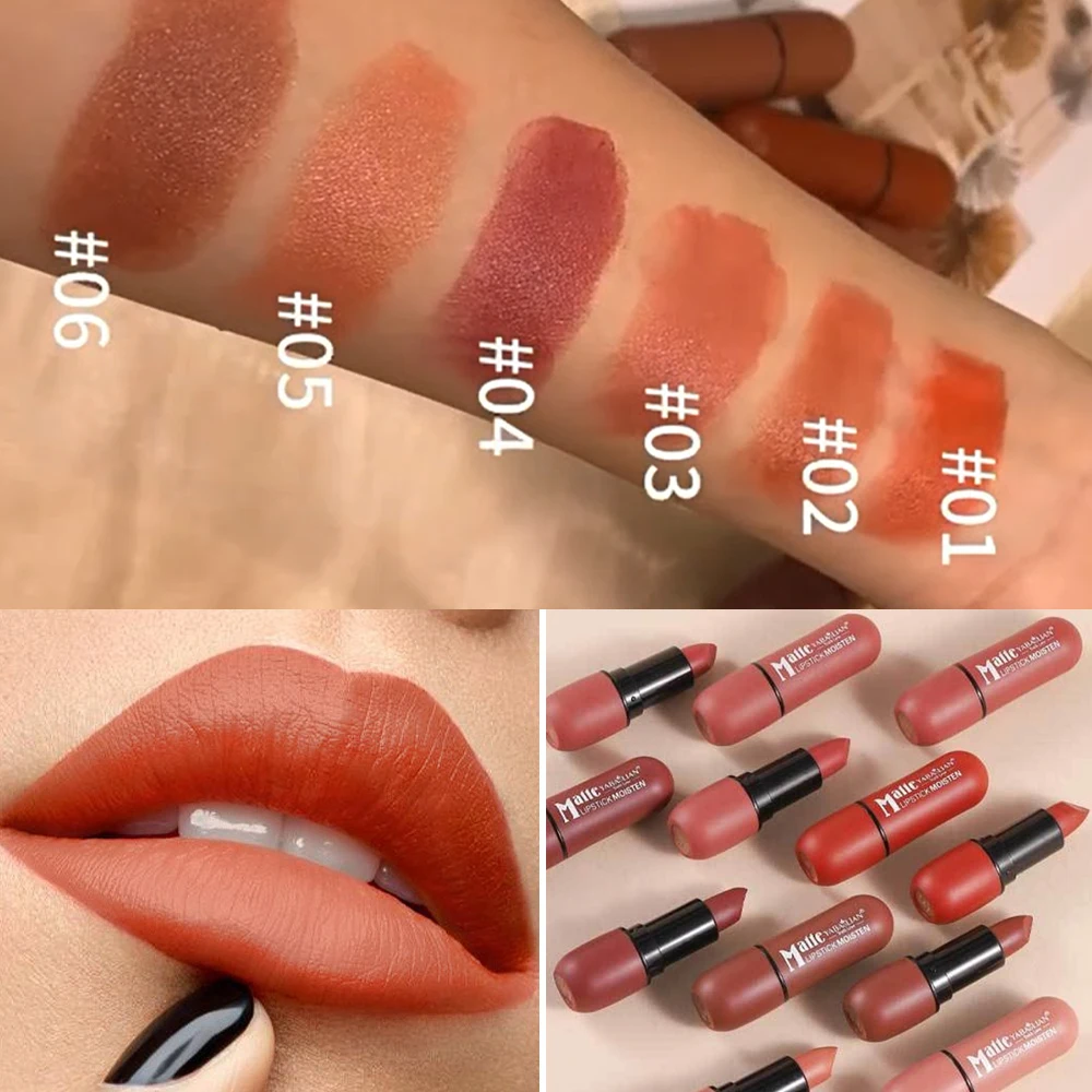 6-Color Matte Lipstick: Velvet Lip Color, Smooth, Waterproof, Long-Lasting Color Lip Makeup,High Pigment,Sexy Nude Lip Stick - Image 6