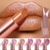 6 Colors Glitter Coral Gold Lipstick Diamond Pink Peach Sparkling Lip Color Highly Pigmented Lip Tint Balm Metallic Lip Makeup