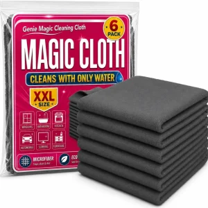 6 Pack Genie Magic Cleaning Cloth Microfiber Cleaning Cloths for Glass, Window, Kitchen Housework, Stainless Steel, Cars Screens