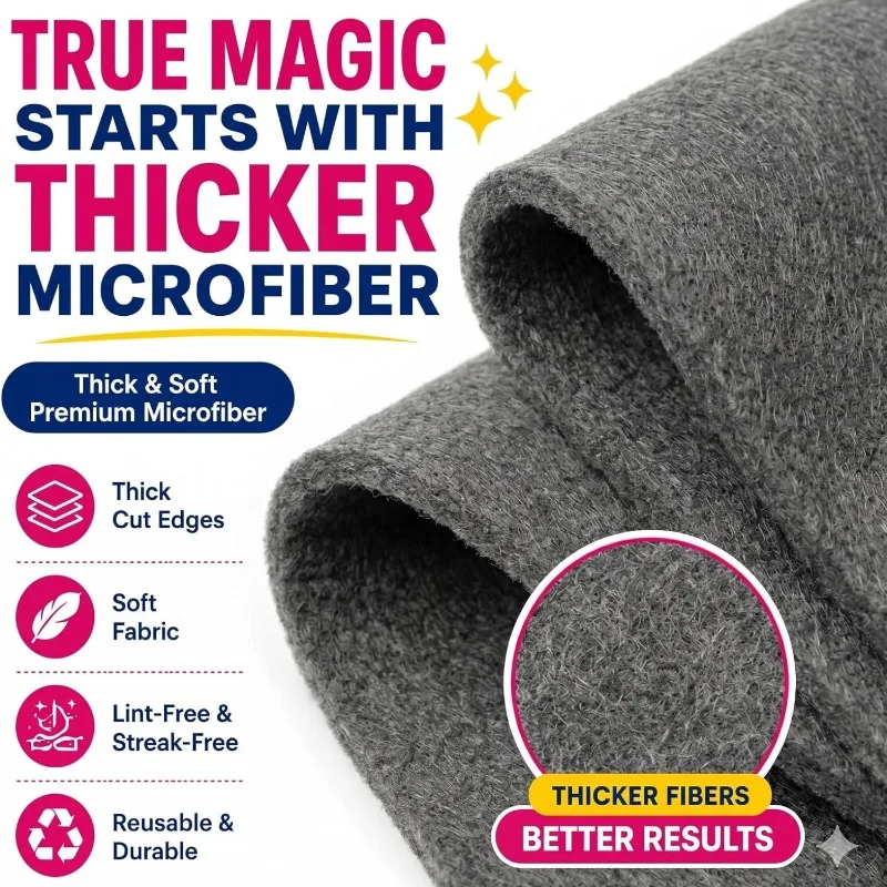 6 Pack Genie Magic Cleaning Cloth Microfiber Cleaning Cloths for Glass, Window, Kitchen Housework, Stainless Steel, Cars Screens - Image 3