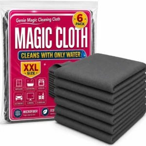 6 Pack Genie Magic Cleaning Cloth Microfiber Cleaning Cloths for Glass, Window, Kitchen Housework, Stainless Steel, Cars Screens