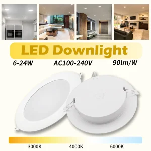 6 Pack Recessed Led Downlight Round Led Panel Light AC100-240V 6W 10W 20W 24W Spot for Home Indoor Lighting 3000K 4000K 6000K