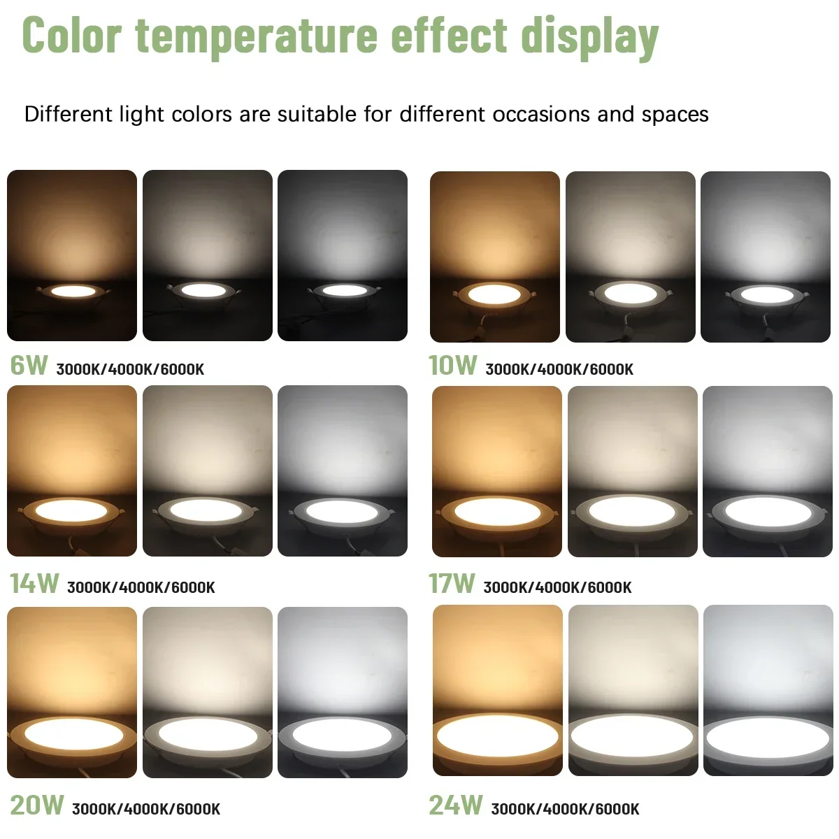 6 Pack Recessed Led Downlight Round Led Panel Light AC100-240V 6W 10W 20W 24W Spot for Home Indoor Lighting 3000K 4000K 6000K - Image 4