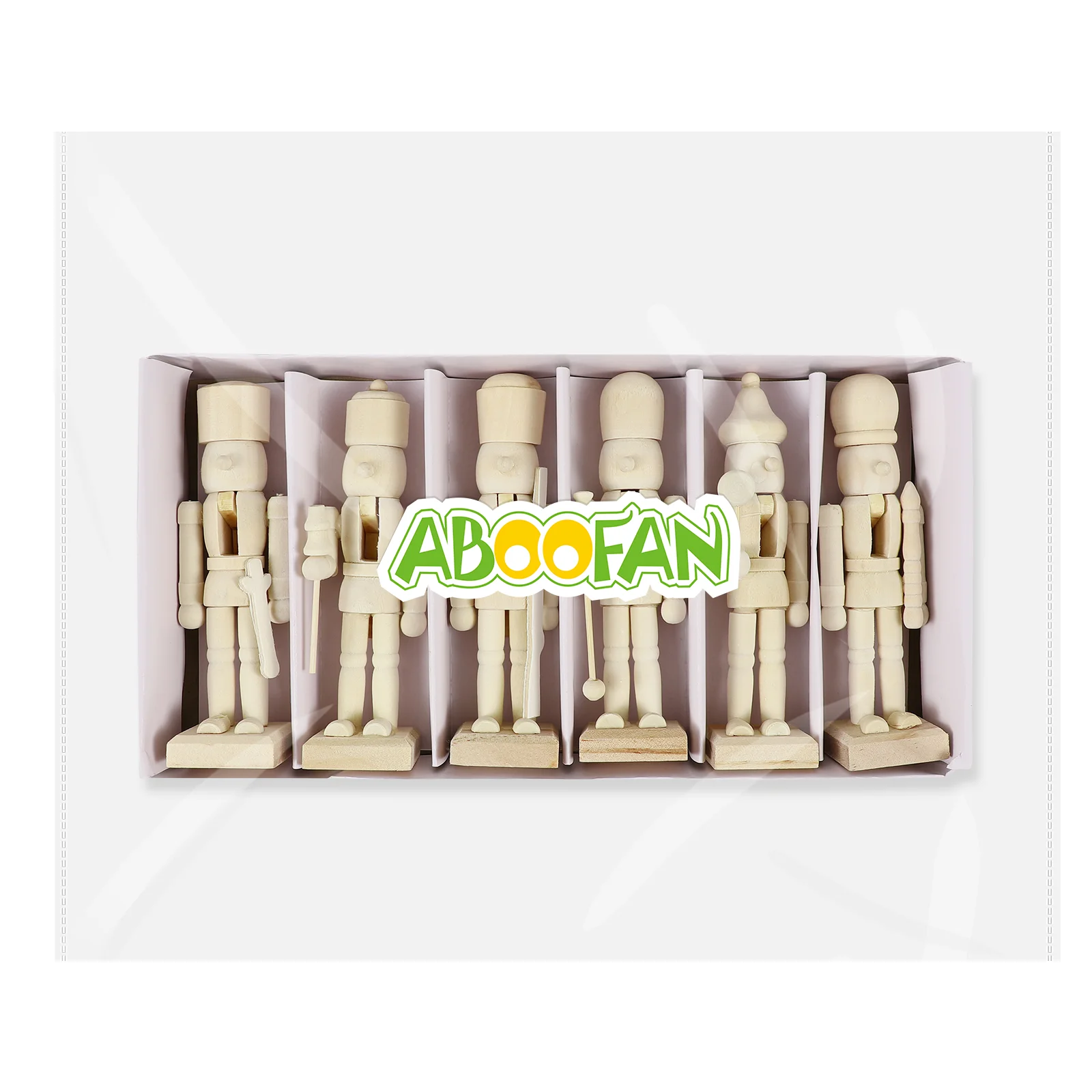 6 Pcs Nutcracker Puppet Wooden Soldiers Unpainted Figurines Miniatures Christmas Decorations Home Accessories Collectibles - Image 3