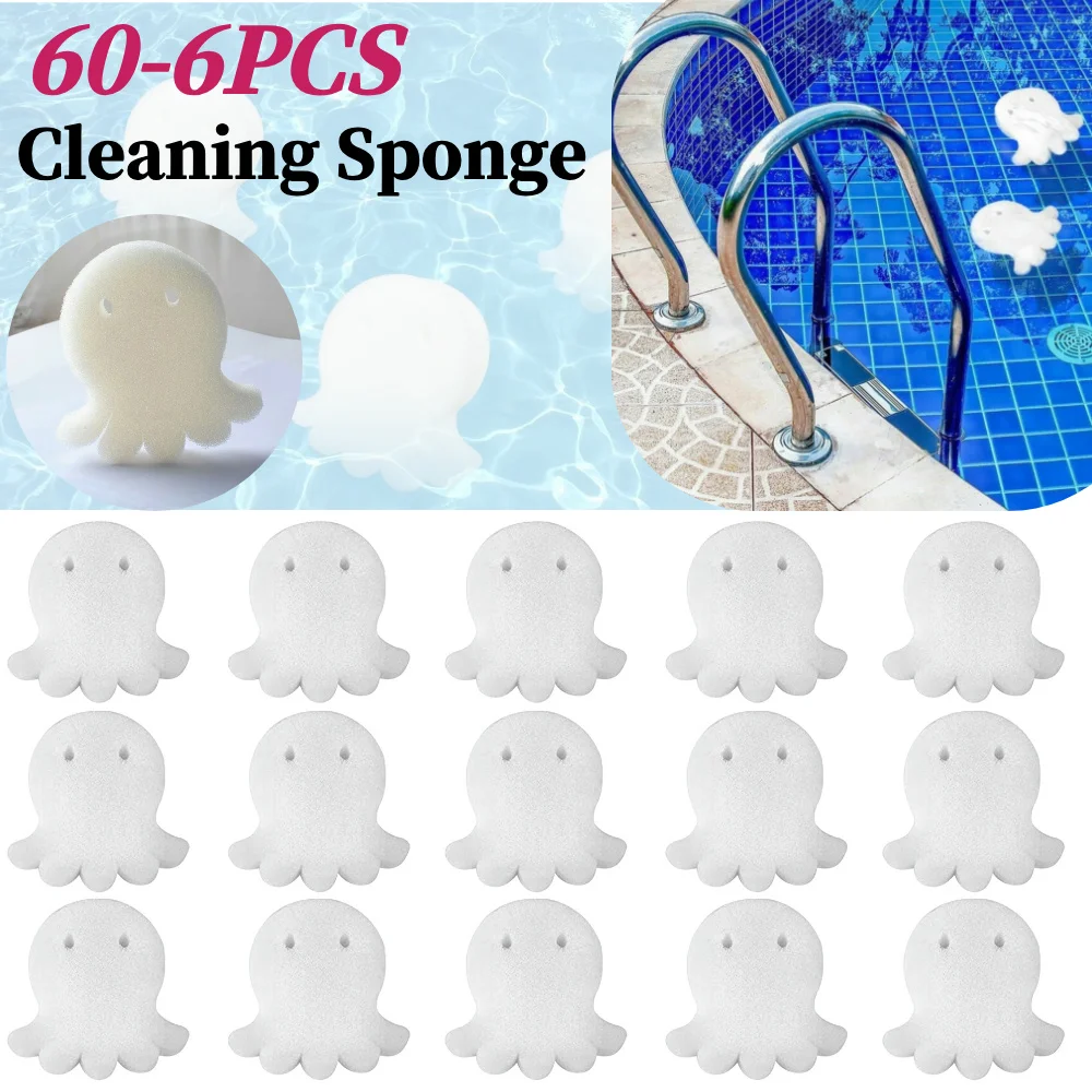60-6Pcs Swimming Pool Octopus Oil Absorbing Filter Sponge SPA Floating Cleaning Tools Swimming Pool Spa Pond Tub Accessories