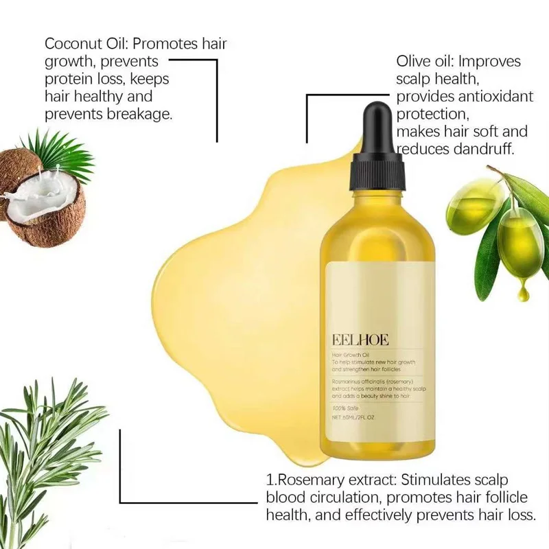 60ml Rosemary Dense Hair Essential Oil Veganic Lavender Repair Hairs Damage Prevent Hair Loss Smooth Hairs Nourish Hair Care Oil - Image 6
