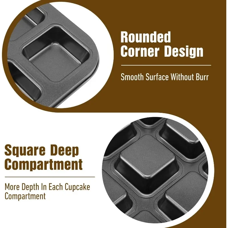 6/12 Cavity Baking Tray Square Multi-purposebakingtray Non-Stick Mini Muffin Baking Cake Pan Muffin Tin Tray Kitchen Accessories - Image 2